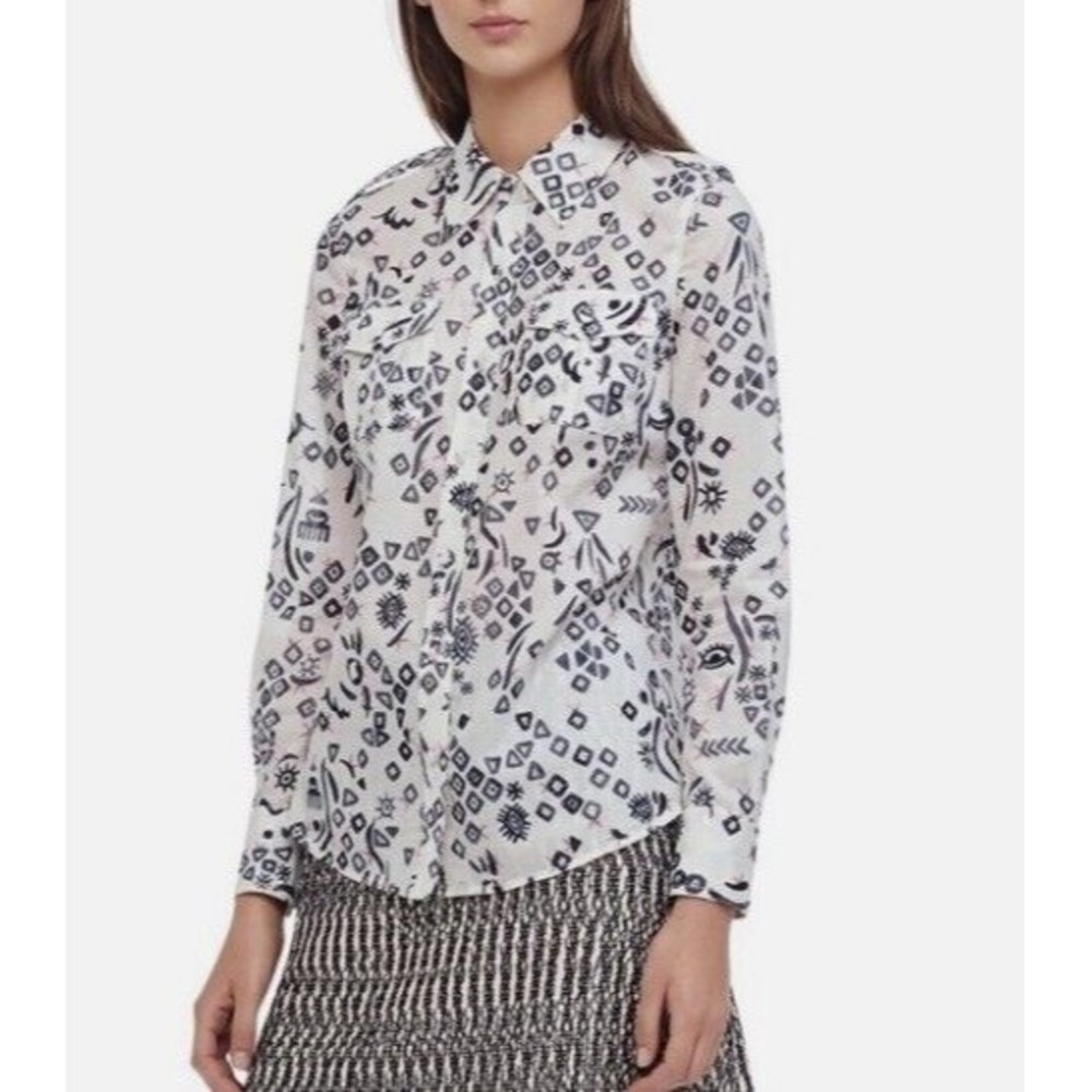 Womens Size 10 Tory Burch Printed Button Up Shirt EUC